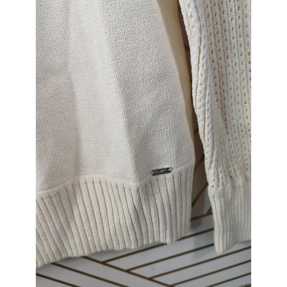 ST. JOHN Women's White Sweater Black Embroidery Knit Long Sleeve Size P STAINED - Picture 3 of 9